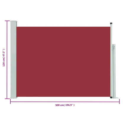 Tuinscherm uittrekbaar 117x500 cm rood