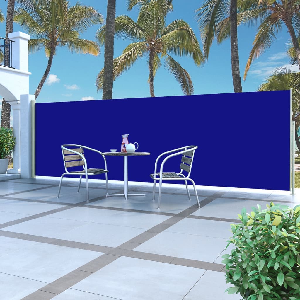 Tuinscherm uittrekbaar 160x500 cm blauw