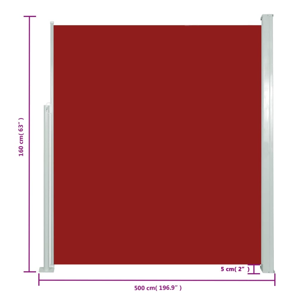 Tuinscherm uittrekbaar 160x500 cm rood