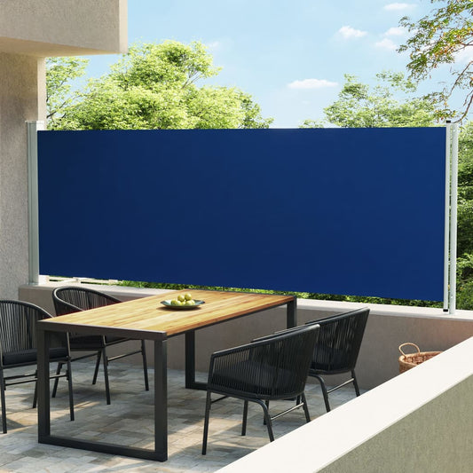 Tuinscherm uittrekbaar 160x600 cm blauw
