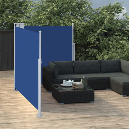 Windscherm uittrekbaar 117x600 cm blauw