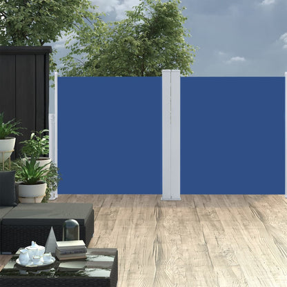 Windscherm uittrekbaar 117x600 cm blauw