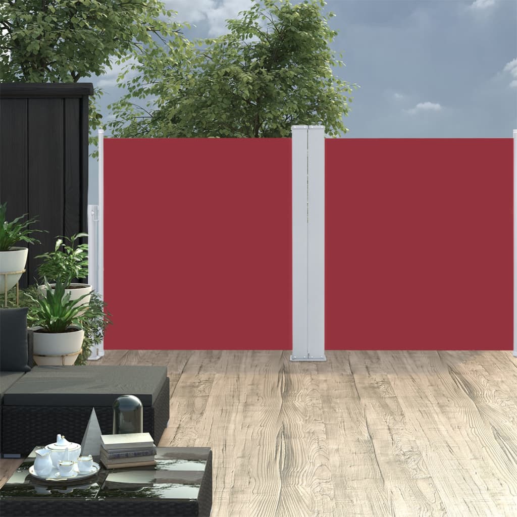 Windscherm uittrekbaar 117x600 cm rood