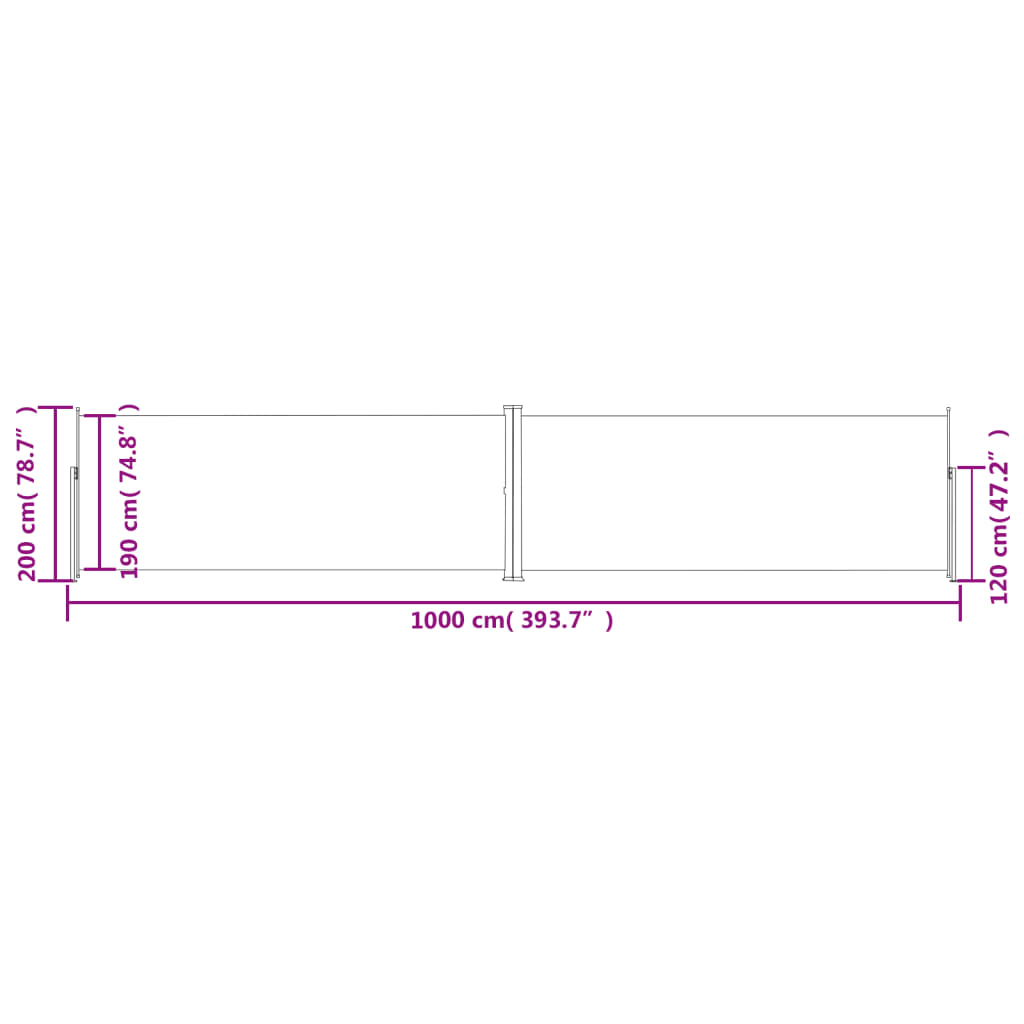 Windscherm uittrekbaar 200x1000 cm crèmekleurig