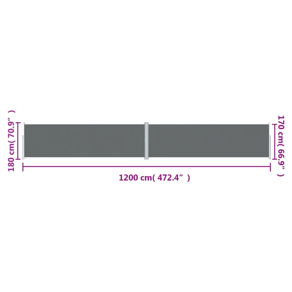 Windscherm uittrekbaar 180x1200 cm antracietkleurig