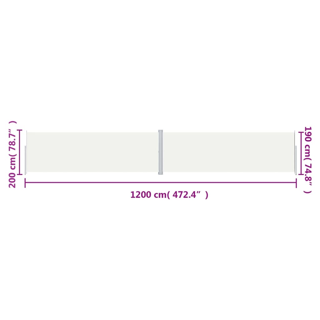 Windscherm uittrekbaar 200x1200 cm crèmekleurig