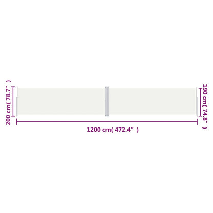 Windscherm uittrekbaar 200x1200 cm crèmekleurig