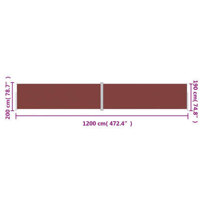 Windscherm uittrekbaar 200x1200 cm bruin