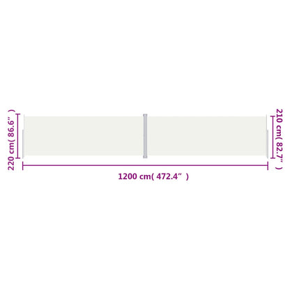 Windscherm uittrekbaar 220x1200 cm crèmekleurig