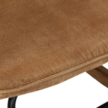 Schommelstoel met voetenbank in vintage stijl canvas bruin