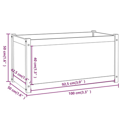 Plantenbakken 2 st 100x50x50 cm massief grenenhout grijs