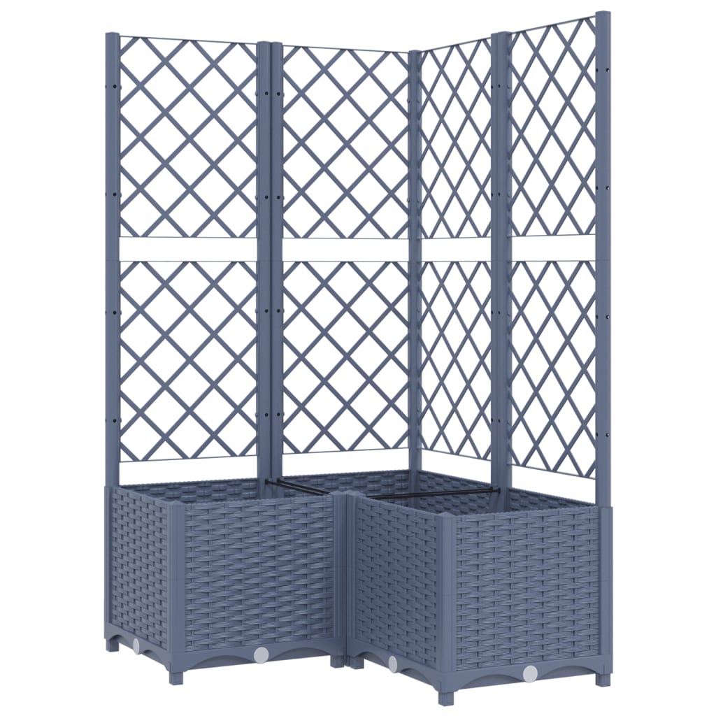 Plantenbak met latwerk 80x80x136 cm polypropeen donkergrijs