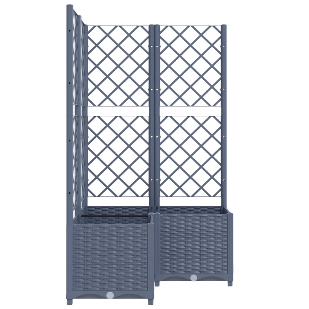 Plantenbak met latwerk 80x80x136 cm polypropeen donkergrijs