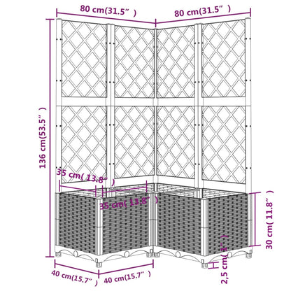 Plantenbak met latwerk 80x80x136 cm polypropeen donkergrijs