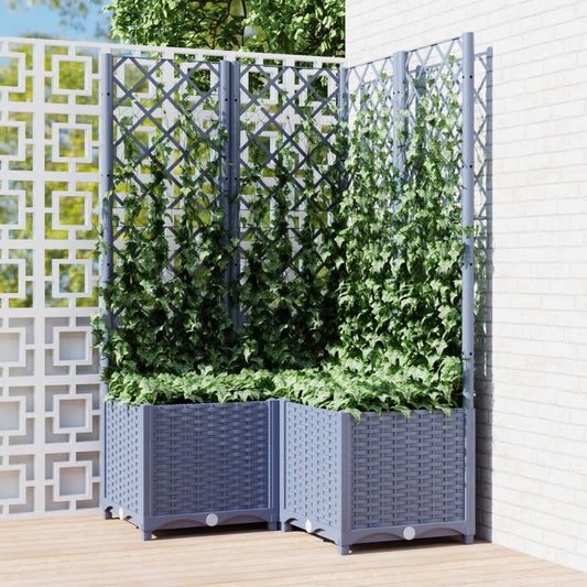 Plantenbak met latwerk 80x80x136 cm polypropeen donkergrijs