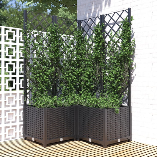 Plantenbak met latwerk 80x80x136 cm polypropeen zwart