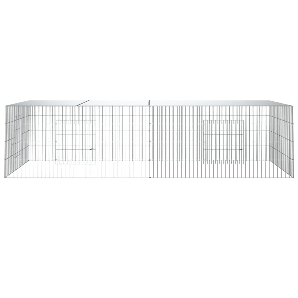 huisdierenkooi met 2 panelen 220x110x55 cm gegalvaniseerd ijzer