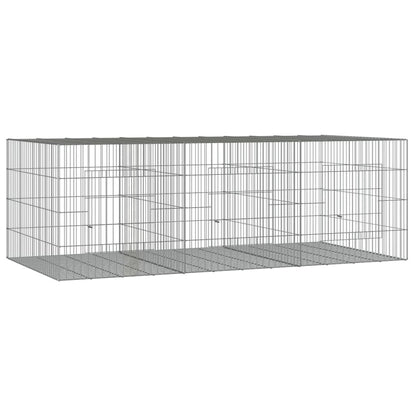 huisdierenkooi met 3 panelen 163x79x54 cm gegalvaniseerd ijzer