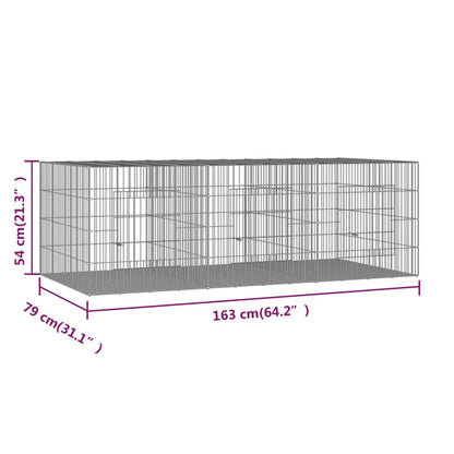 huisdierenkooi met 3 panelen 163x79x54 cm gegalvaniseerd ijzer