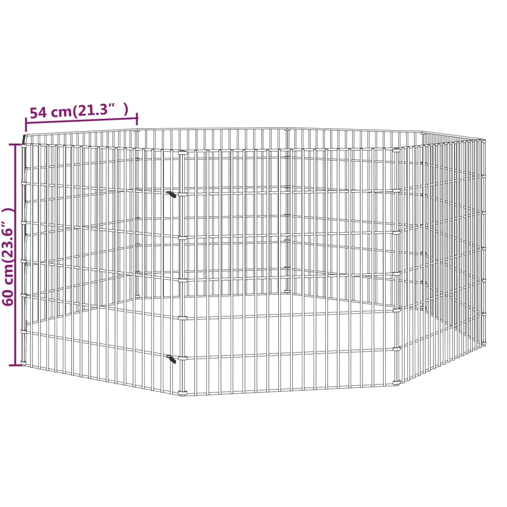 huisdierenkooi met 8 panelen 54x60 cm gegalvaniseerd ijzer