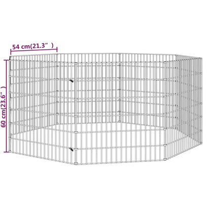 huisdierenkooi met 8 panelen 54x60 cm gegalvaniseerd ijzer