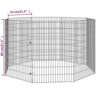 huisdierenkooi met 8 panelen 54x80 cm gegalvaniseerd ijzer