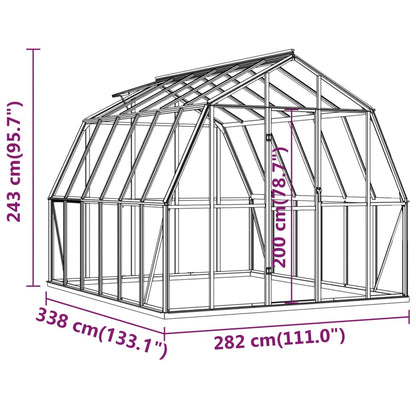 Broeikas met basisframe 9,53 m² aluminium antracietkleurig