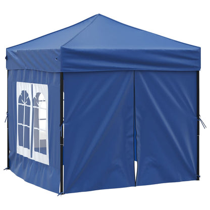 Partytent inklapbaar met zijwanden 2x2 m blauw