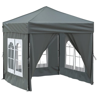 Partytent inklapbaar met zijwanden 2x2 m antracietkleurig