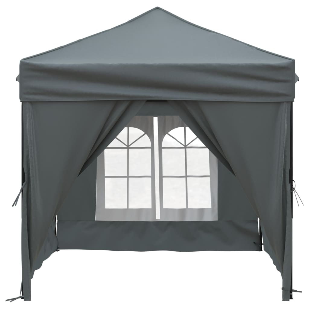 Partytent inklapbaar met zijwanden 2x2 m antracietkleurig