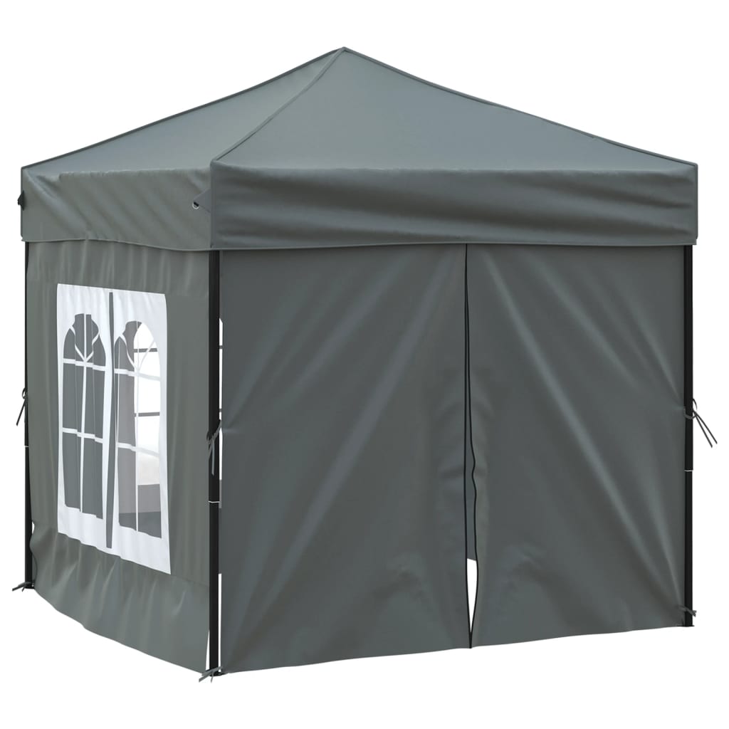 Partytent inklapbaar met zijwanden 2x2 m antracietkleurig