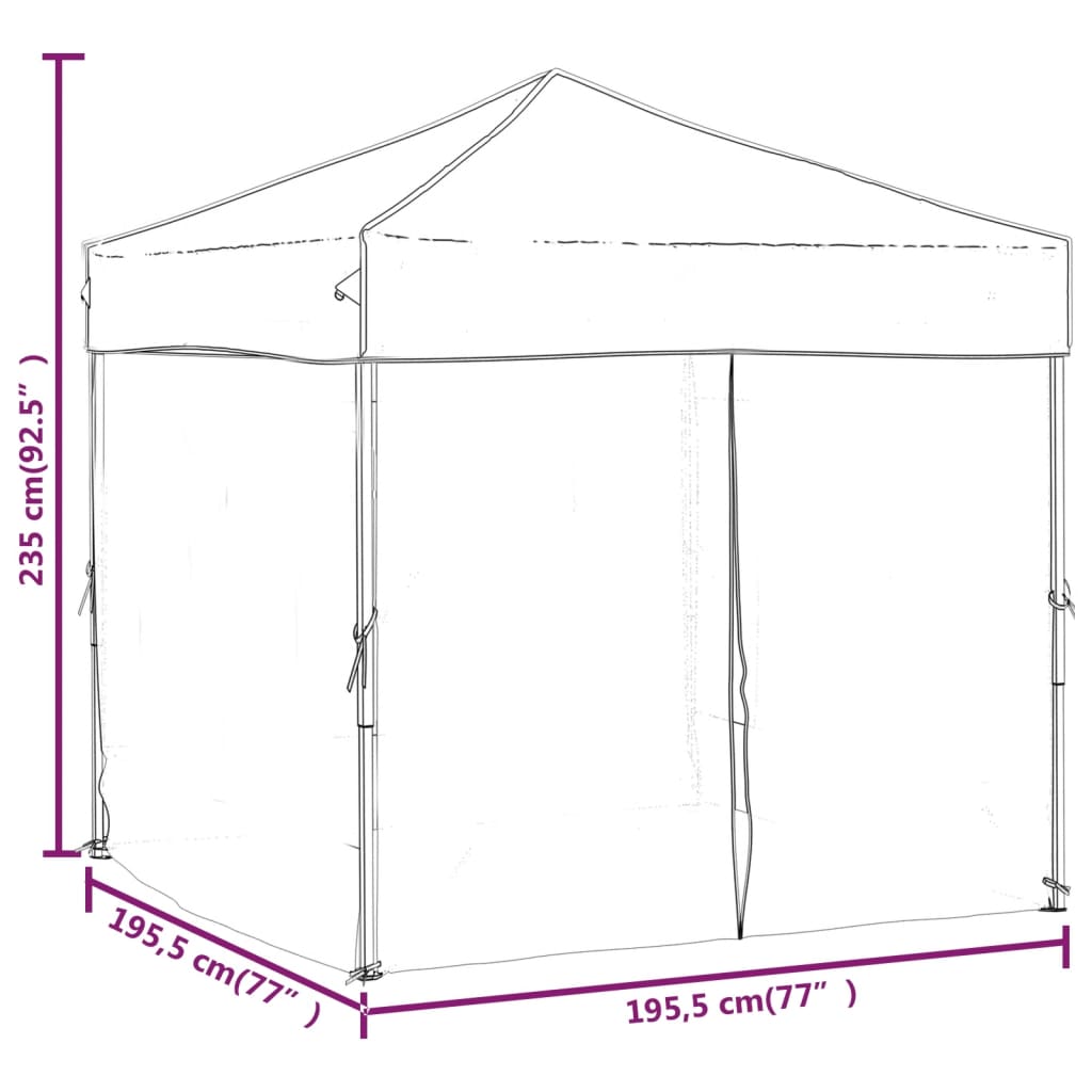 Partytent inklapbaar met zijwanden 2x2 m wit