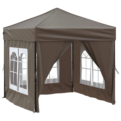 Partytent inklapbaar met zijwanden 2x2 m taupe