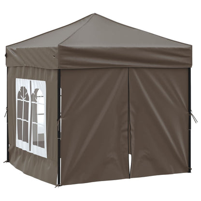 Partytent inklapbaar met zijwanden 2x2 m taupe