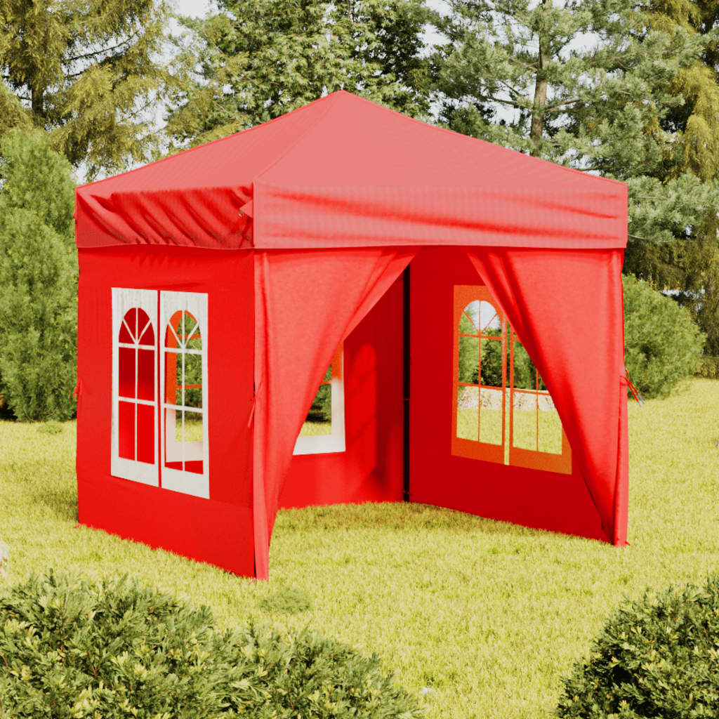 Partytent inklapbaar met zijwanden 2x2 m rood