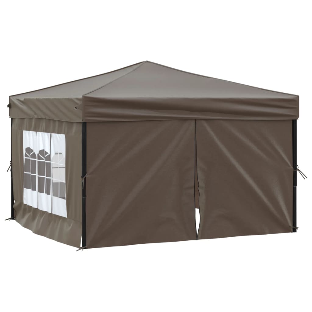 Partytent inklapbaar met zijwanden 3x3 m taupe