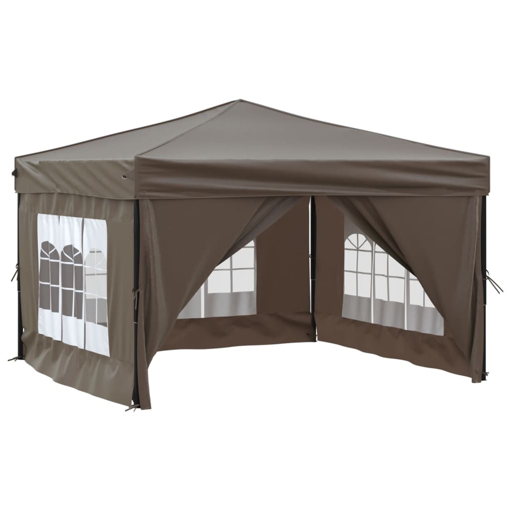 Partytent inklapbaar met zijwanden 3x3 m taupe