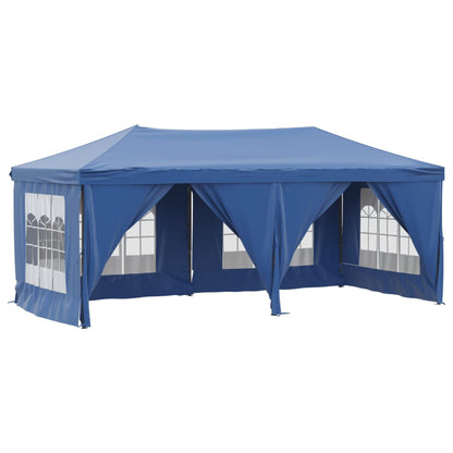 Partytent inklapbaar met zijwanden 3x6 m blauw