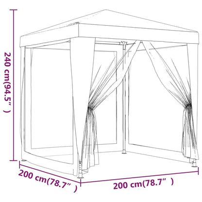 Partytent met 4 mesh zijwanden 2x2 m HDPE antracietkleurig