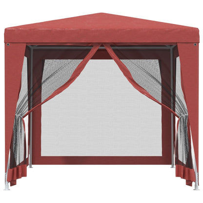 Partytent met 4 mesh zijwanden 2,5x2,5 m HDPE rood