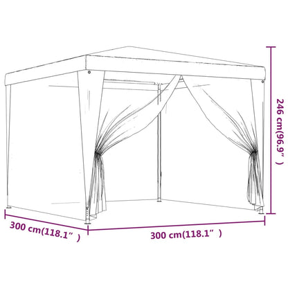 Partytent met 4 mesh zijwanden 3x3 m HDPE groen