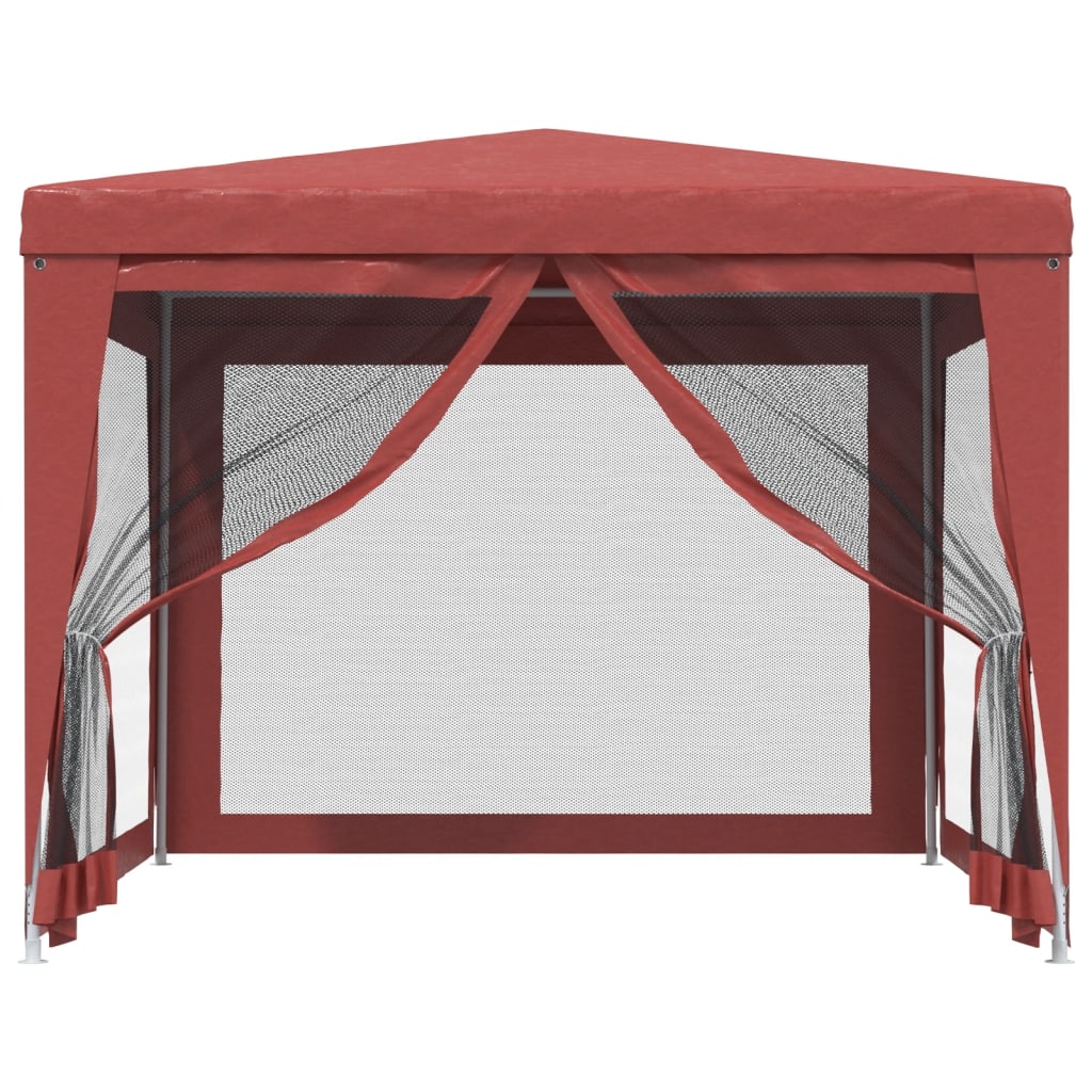 Partytent met 4 mesh zijwanden 3x3 m HDPE rood