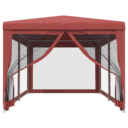 Partytent met 6 mesh zijwanden 3x6 m HDPE rood