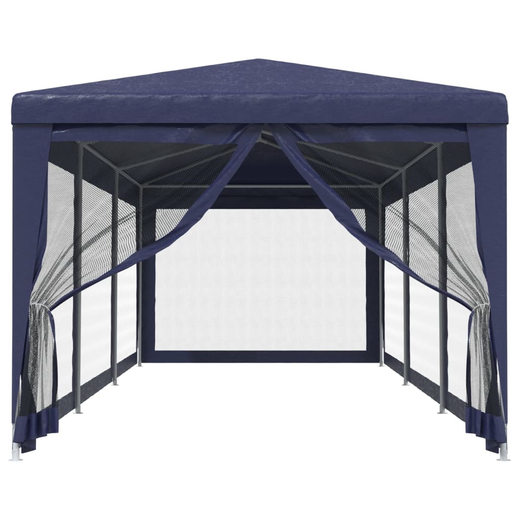 Partytent met 8 mesh zijwanden 3x9 m HDPE blauw