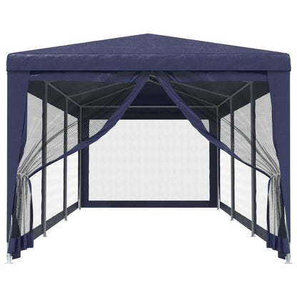 Partytent met 8 mesh zijwanden 3x9 m HDPE blauw