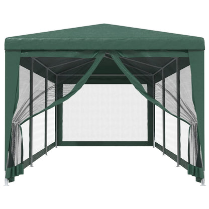 Partytent met 8 mesh zijwanden 3x9 m HDPE groen