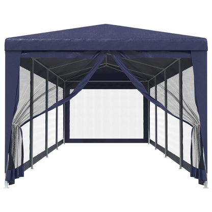 Partytent met 10 mesh zijwanden 3x12 m HDPE blauw