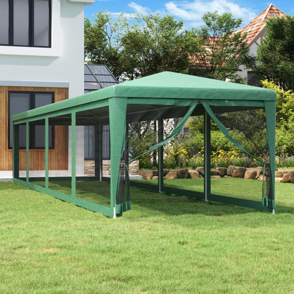 Partytent met 10 mesh zijwanden 3x12 m HDPE groen