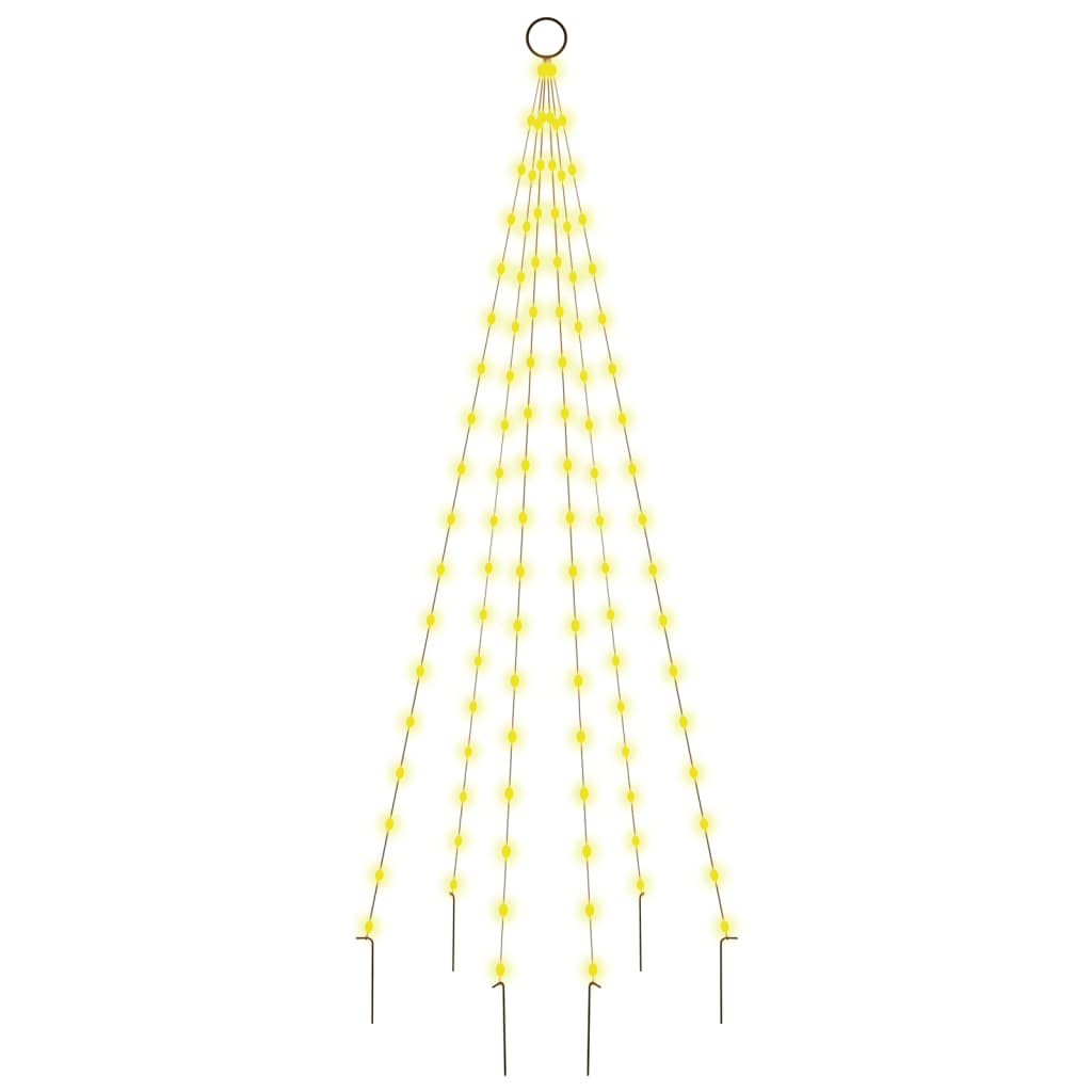 Vlaggenmast kerstboom 108 LED's warmwit 180 cm