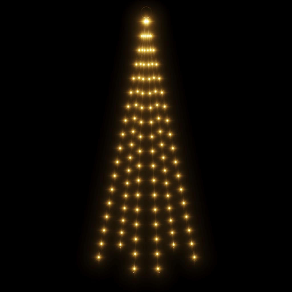 Vlaggenmast kerstboom 108 LED's warmwit 180 cm